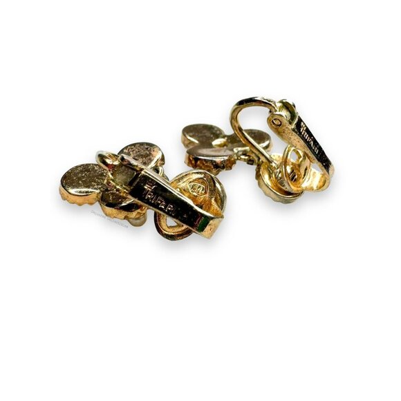 Crown Trifari Gold Tone AB Crystal Faux Pearl Bracelet Clip On Earring Set - Picture 13 of 16